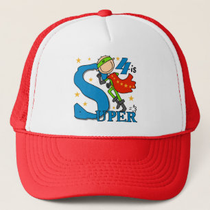 Superhero Boy 4. Geburtstag Shirts und Geschenke Truckerkappe