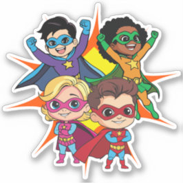 Superhero Boy and Girl Custom Cut Vinyl Sticker