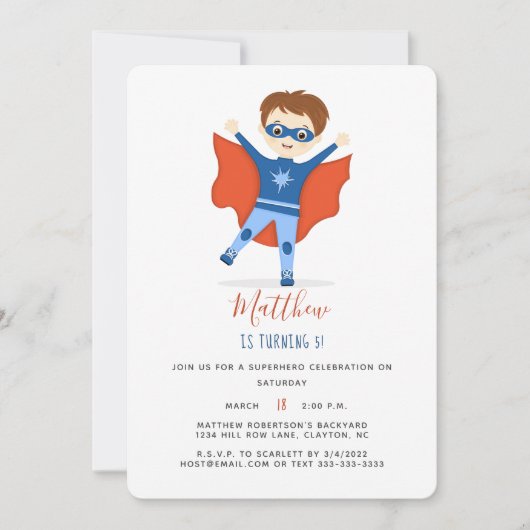 Superhero Boy Einladung (Vorderseite)