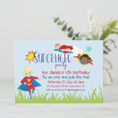 Superhero Boy/Girl Birthday Party Einladung (Stehend Vorderseite)