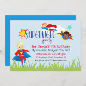 Superhero Boy/Girl Birthday Party Einladung (Vorne/Hinten)