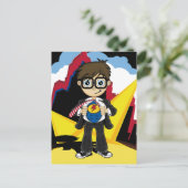 Superhero Boy in City Card Postkarte (Stehend Vorderseite)