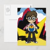 Superhero Boy in City Card Postkarte (Vorne/Hinten)