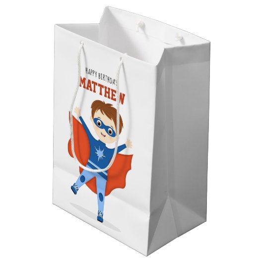 Superhero Boy Mittlere Geschenktüte (Rückseite Schrägansicht)