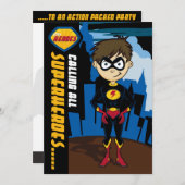 Superhero Boy Party Einladung (Vorne/Hinten)