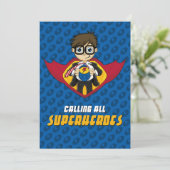 Superhero Boy Party Einladung (Stehend Vorderseite)
