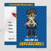 Superhero Boy Party Einladung (Vorne/Hinten)
