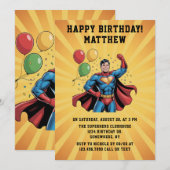 Superhero Boys Birthday Party Einladung (Vorne/Hinten)