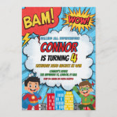 Superhero Boys Birthday Party Invitation Einladung (Vorderseite)