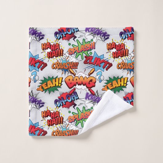 Superhero Bubble Pattern Badhandtuch Set (Waschlappen)