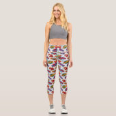 Superhero Bubble Pattern Capri Leggings (Vorderseite)