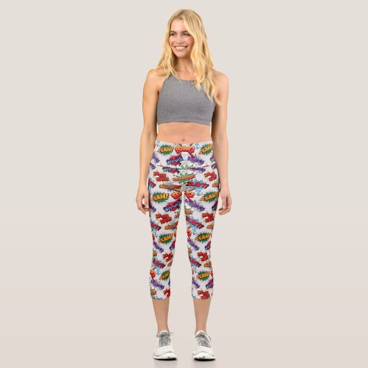 Superhero Bubble Pattern Capri Leggings (Vorderseite)