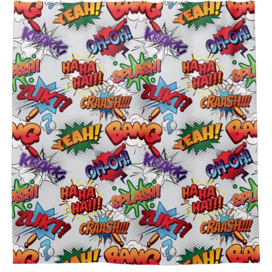 Superhero Bubble Pattern Duschvorhang (Vorderseite)