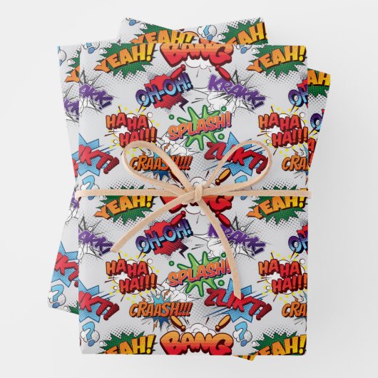Superhero Bubble Pattern Geschenkpapier Set (Beispiel)