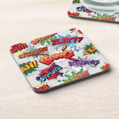 Superhero Bubble Pattern Getränkeuntersetzer (Linke Seite)