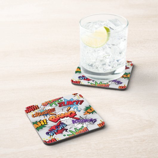 Superhero Bubble Pattern Getränkeuntersetzer (Rechte Seite)