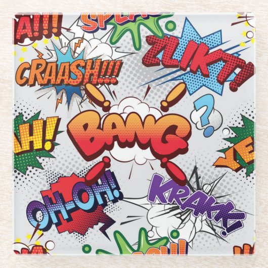 Superhero Bubble Pattern Glasuntersetzer (Vorderseite)