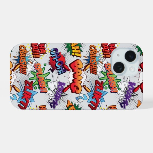 Superhero Bubble Pattern iPhone 15 Hülle (Rückseite (Horizontal))