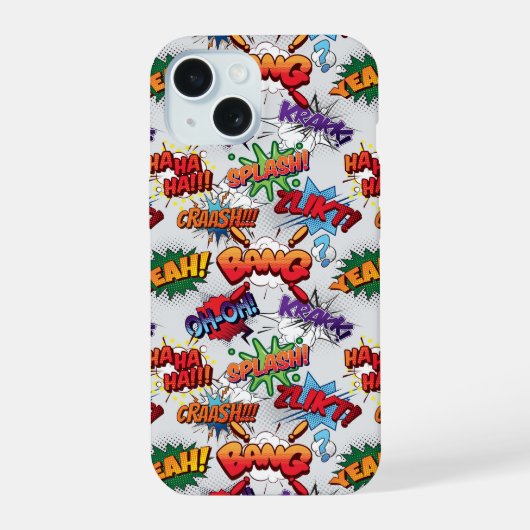 Superhero Bubble Pattern iPhone 15 Hülle (Rückseite)