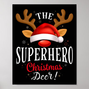 Superhero Christmas Deer Pjs Xmas Familie Matching Poster