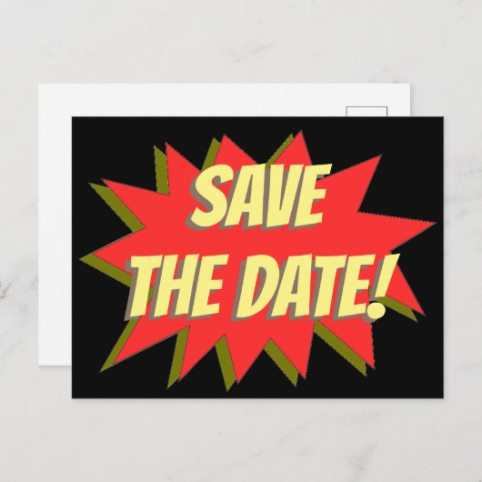 Superhero Comic Ankündigung Datum freihalten Postc (Vorne/Hinten)