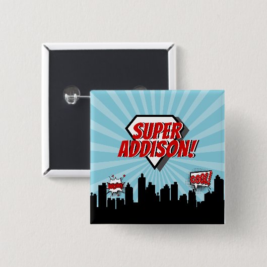 Superhero Comic Birthday Party Button (Vorne & Hinten)