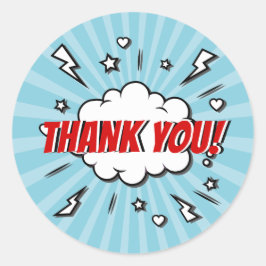 Superhero Comic Birthday Party Danke, Aufkleber