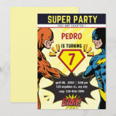 Superhero Comic Book Birthday Party Invitation Einladung (Vorne/Hinten)