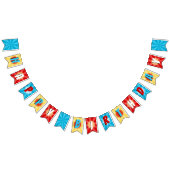 Superhero Comic Book Boy Birthday Blue Red Yellow Wimpelkette (Alle)