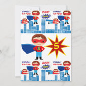 Superhero Comic Book Character Birthday Einladung (Rückseite)