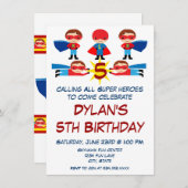 Superhero Comic Book Character Birthday Einladung (Vorne/Hinten)