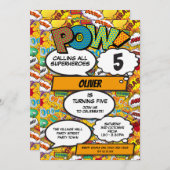 Superhero Comic Book Geburtstagsparty Einladung (Vorne/Hinten)