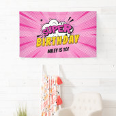 Superhero Comic Book Girl's Birthday Banner (Insitu)