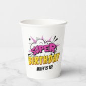 Superhero Comic Book Girl's Birthday Pappbecher (Rückseite)
