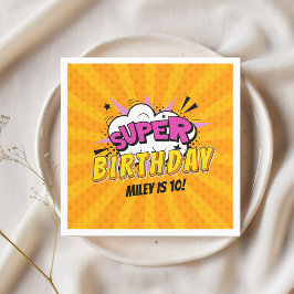 Superhero Comic Book Girl's Niedliche Geburtstag Serviette