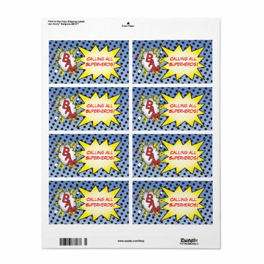Superhero Comic Book Labels (Vorne)