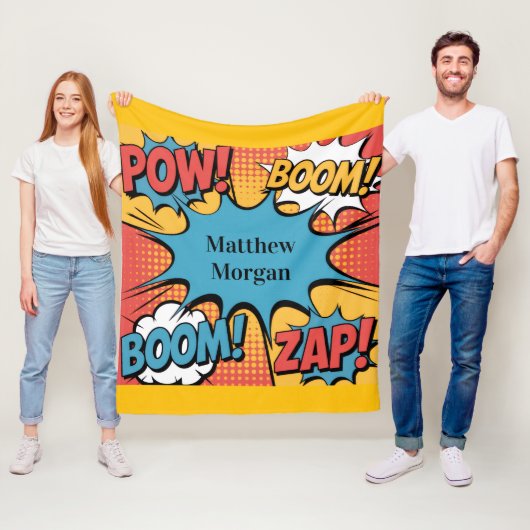 Superhero Comic Book Pop Art Boy Birthday Gift Fleecedecke (Beispiel)