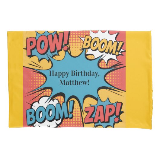Superhero Comic Book Pop Art Boy Birthday Gift Kissenbezug (Vorderseite)