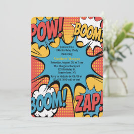 Superhero Comic Book Pop Art Boy Birthday Party Einladung
