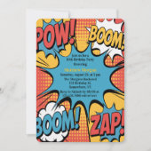 Superhero Comic Book Pop Art Boy Birthday Party Einladung (Vorderseite)