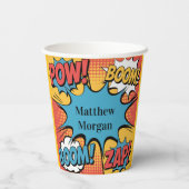 Superhero Comic Book Pop Art Boy Birthday Party Pappbecher (Rückseite)