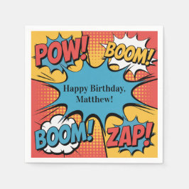 Superhero Comic Book Pop Art Boy Birthday Party Serviette