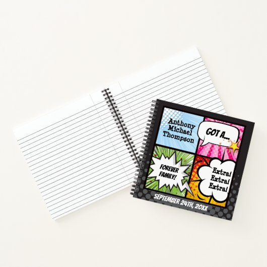 Superhero Comic Book Style Adoption Party Notizblock (Innenseite)