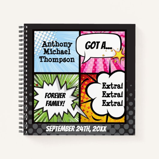 Superhero Comic Book Style Adoption Party Notizblock (Vorderseite)