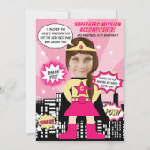 Superhero Comic Book Style Girl Geburtstags-Foto Dankeskarte (Vorderseite)