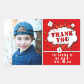 Superhero Comic Boy Birthday Foto Vielen Dank Red Rechteckiger Aufkleber (Vorderseite)