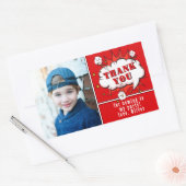 Superhero Comic Boy Birthday Foto Vielen Dank Red Rechteckiger Aufkleber (Umschlag)