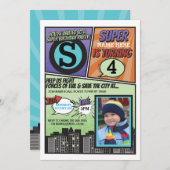 Superhero Comic Boy Einladung Super Hero Einladung (Vorne/Hinten)