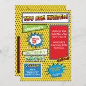 Superhero Comic Buch Geburtstagseinladung Einladung (Vorne/Hinten)