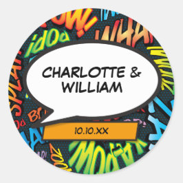 Superhero Comic Buch Retro-Sprechblase Runder Aufkleber